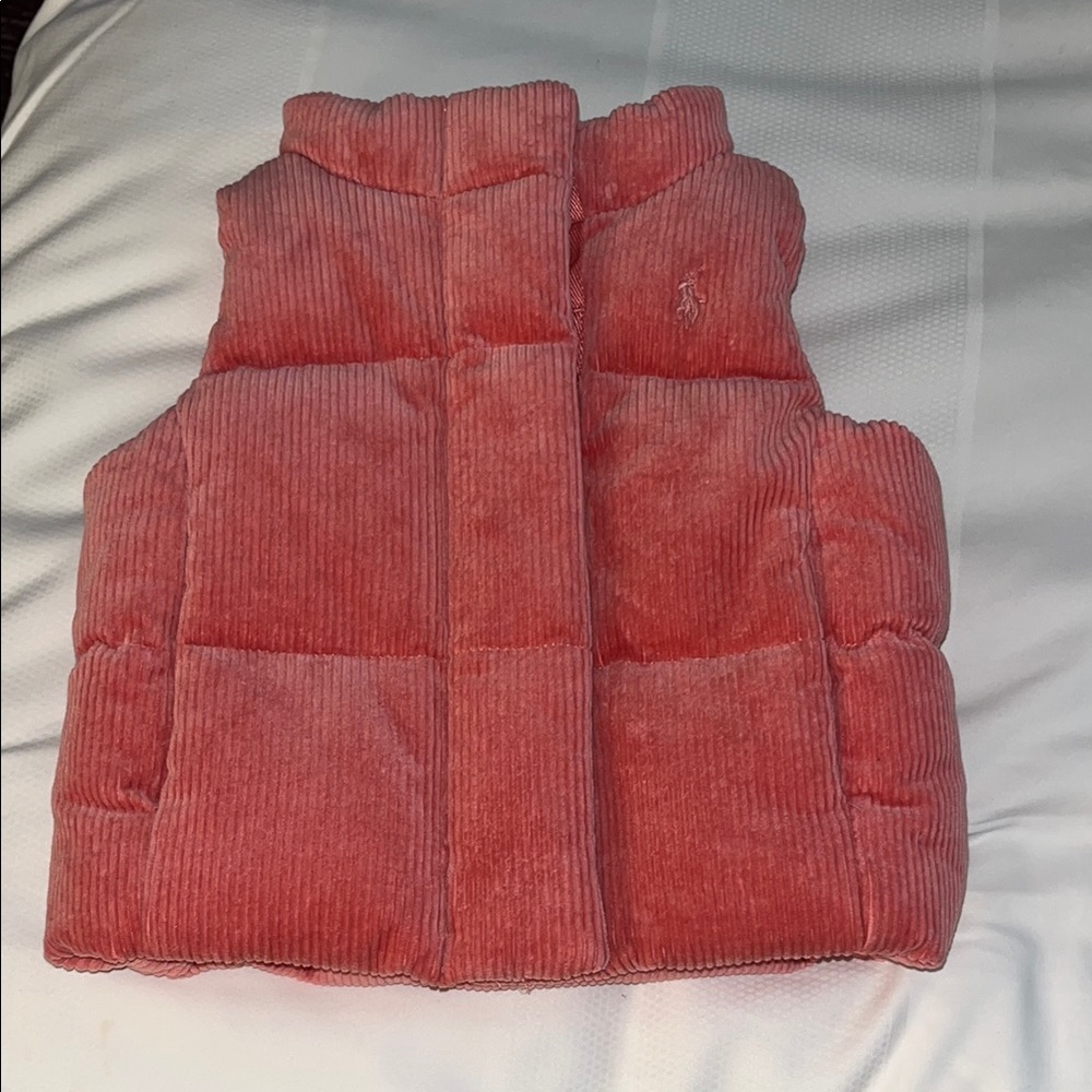 Polo Ralph Lauren Stretch Corduroy Down Girls Vest Size 12M Color Pink